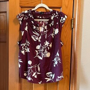 Ann Taylor Burgundy Floral Blouse